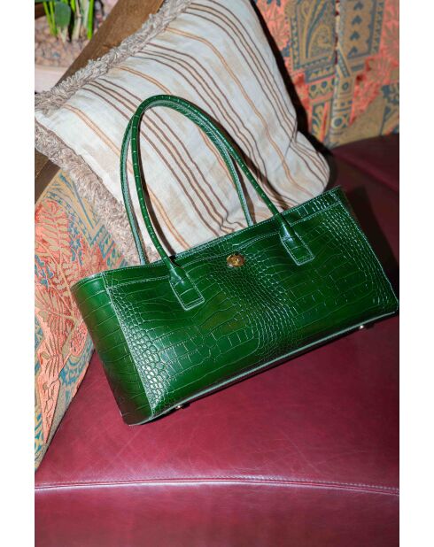 Bandolera Orla de piel verde botella - 40x20x13 cm