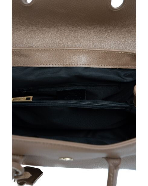 Fenn Schultertasche aus glänzendem braunem Leder - 32x18x12 cm