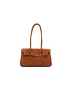 Bolso de hombro Dunn de terciopelo camel - 32x18x12 cm