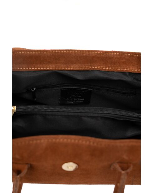 Bolso de hombro Dunn de terciopelo camel - 32x18x12 cm