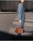Bolso de hombro Dunn de terciopelo camel - 32x18x12 cm
