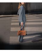 Bolso de hombro Dunn de terciopelo camel - 32x18x12 cm