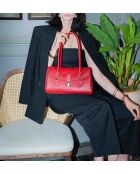 Zea rote Schultertasche aus Leder - 30x19x12 cm