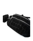 Riñonera Sena de piel aterciopelada negra - 31x14x4,5 cm
