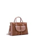 Sac à main en cuir velours Rye moka - 36,5x28,5x13 cm