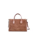 Sac à main en cuir velours Rye moka - 36,5x28,5x13 cm