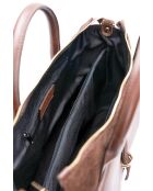 Sac à main en cuir velours Rye moka - 36,5x28,5x13 cm