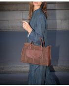 Sac à main en cuir velours Rye moka - 36,5x28,5x13 cm