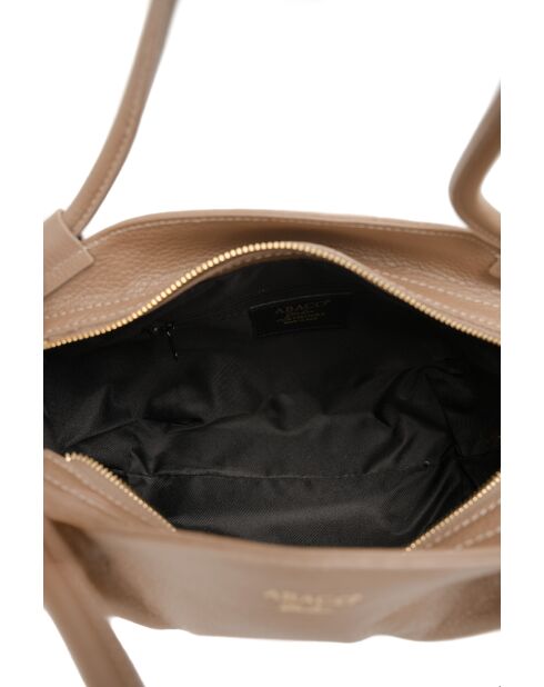 Fuchs-Lederhandtasche in glänzendem Braun - 33x21x12 cm