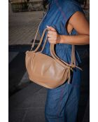 Fuchs-Lederhandtasche in glänzendem Braun - 33x21x12 cm