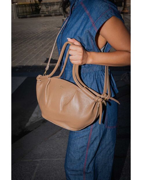 Fuchs-Lederhandtasche in glänzendem Braun - 33x21x12 cm