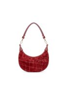 Burgundy Aster fluwelen leren schoudertas - 25x13x7 cm