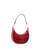 Burgundy Aster fluwelen leren schoudertas - 25x13x7 cm