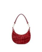 Burgundy Aster fluwelen leren schoudertas - 25x13x7 cm