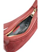 Burgundy Aster fluwelen leren schoudertas - 25x13x7 cm