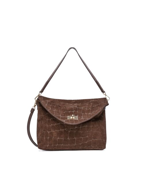 Ceres schoudertas van moka fluweel - 34x25x9,5 cm