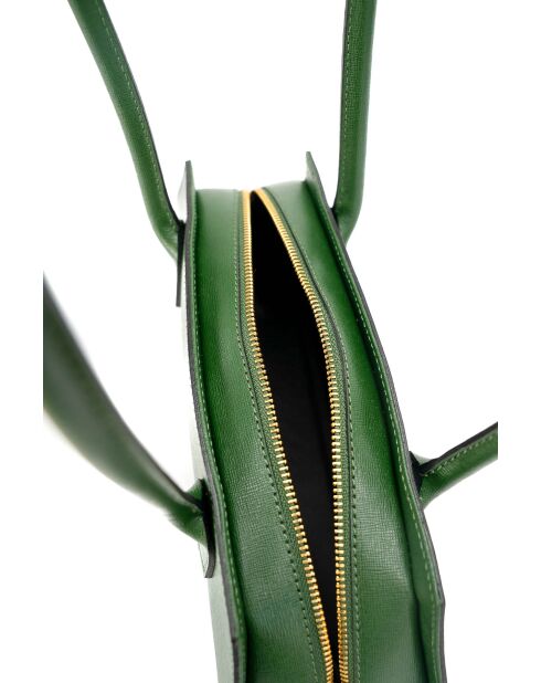 Bolso bandolera de piel de ópalo verde pino - 41x14x10 cm