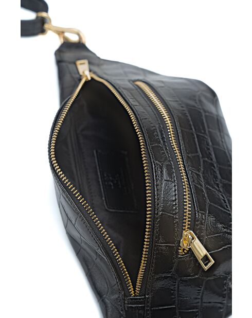 Riñonera Sena Croco de piel negra - 31x14x4,5 cm