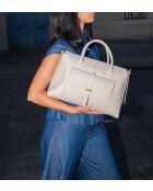 Bolso de mano de piel Roux blanquecino - 36,5x28,5x13 cm