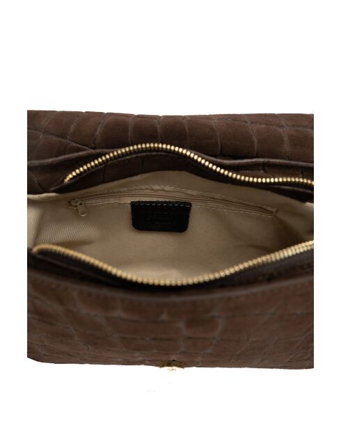 Bolso de hombro Andre moka de piel aterciopelada - 26x17x8 cm