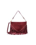 Burgundy Cole fluwelen schoudertas - 29x20x2 cm