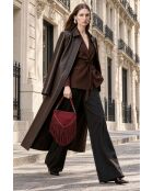 Burgundy Cole fluwelen schoudertas - 29x20x2 cm