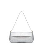 Luna Schultertasche aus silberfarbenem Leder - 23x11x3,5 cm
