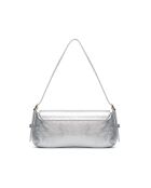Luna Schultertasche aus silberfarbenem Leder - 23x11x3,5 cm