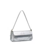 Luna Schultertasche aus silberfarbenem Leder - 23x11x3,5 cm