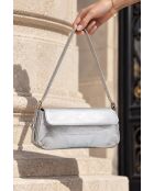 Luna Schultertasche aus silberfarbenem Leder - 23x11x3,5 cm
