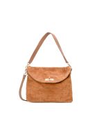 Ceres camel fluwelen schoudertas - 34x25x9,5 cm