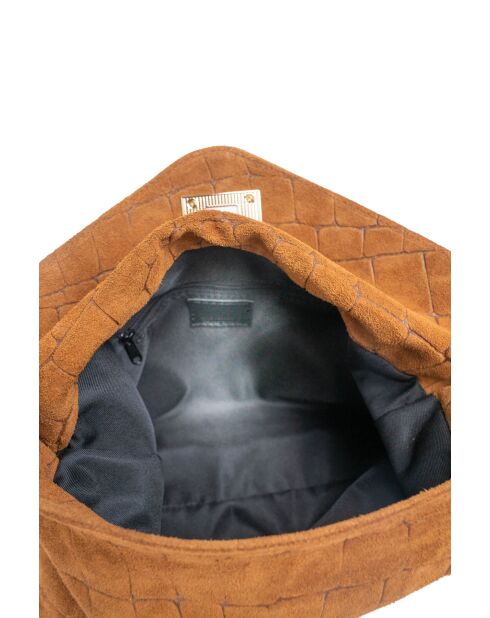 Schultertasche Ceres aus kamelfarbenem Samt - 34x25x9,5 cm
