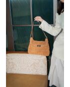 Ceres camel fluwelen schoudertas - 34x25x9,5 cm