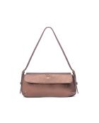 Luna mokka metalen schoudertas van leer - 23x11x3,5 cm