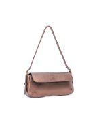 Luna mokka metalen schoudertas van leer - 23x11x3,5 cm