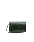 Bandolera Andre Croco de piel verde botella - 26x17x8 cm