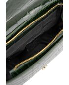 Bandolera Andre Croco de piel verde botella - 26x17x8 cm