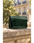 Bandolera Andre Croco de piel verde botella - 26x17x8 cm