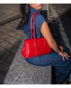 Fenn rote Schultertasche aus Leder - 32x18x12 cm