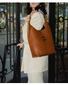 Borsa a tracolla Jora in pelle cammello - 27x41x12 cm