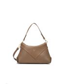 Arden glanzend bruine leren schoudertas - 36x25x11 cm