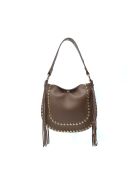 Lois leren schoudertas donker taupe - 29x25x1 cm
