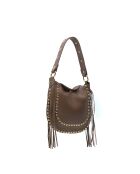 Lois leren schoudertas donker taupe - 29x25x1 cm