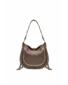 Lois leren schoudertas donker taupe - 29x25x1 cm
