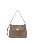 Ceres Schultertasche aus taupefarbenem Samt - 34x25x9,5 cm