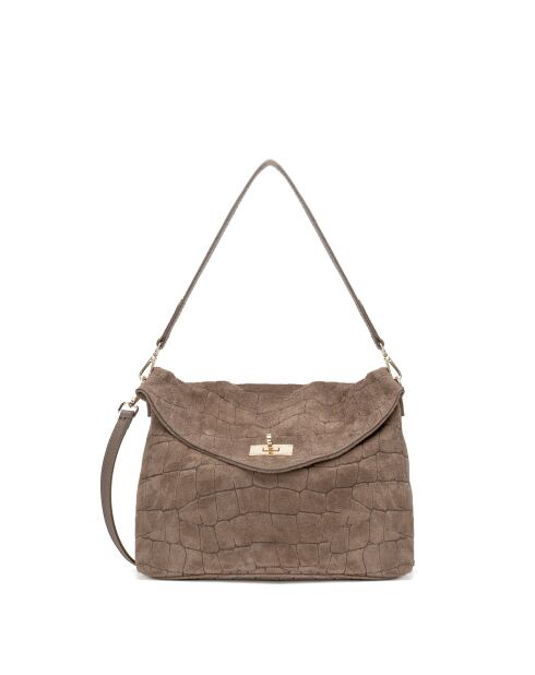 Ceres Schultertasche aus taupefarbenem Samt - 34x25x9,5 cm