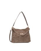 Ceres Schultertasche aus taupefarbenem Samt - 34x25x9,5 cm