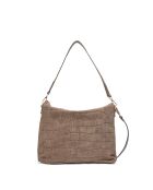 Ceres Schultertasche aus taupefarbenem Samt - 34x25x9,5 cm
