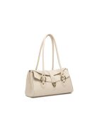 Cremefarbene Schultertasche Zea aus Leder - 30x19x12 cm