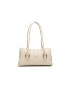 Cremefarbene Schultertasche Zea aus Leder - 30x19x12 cm